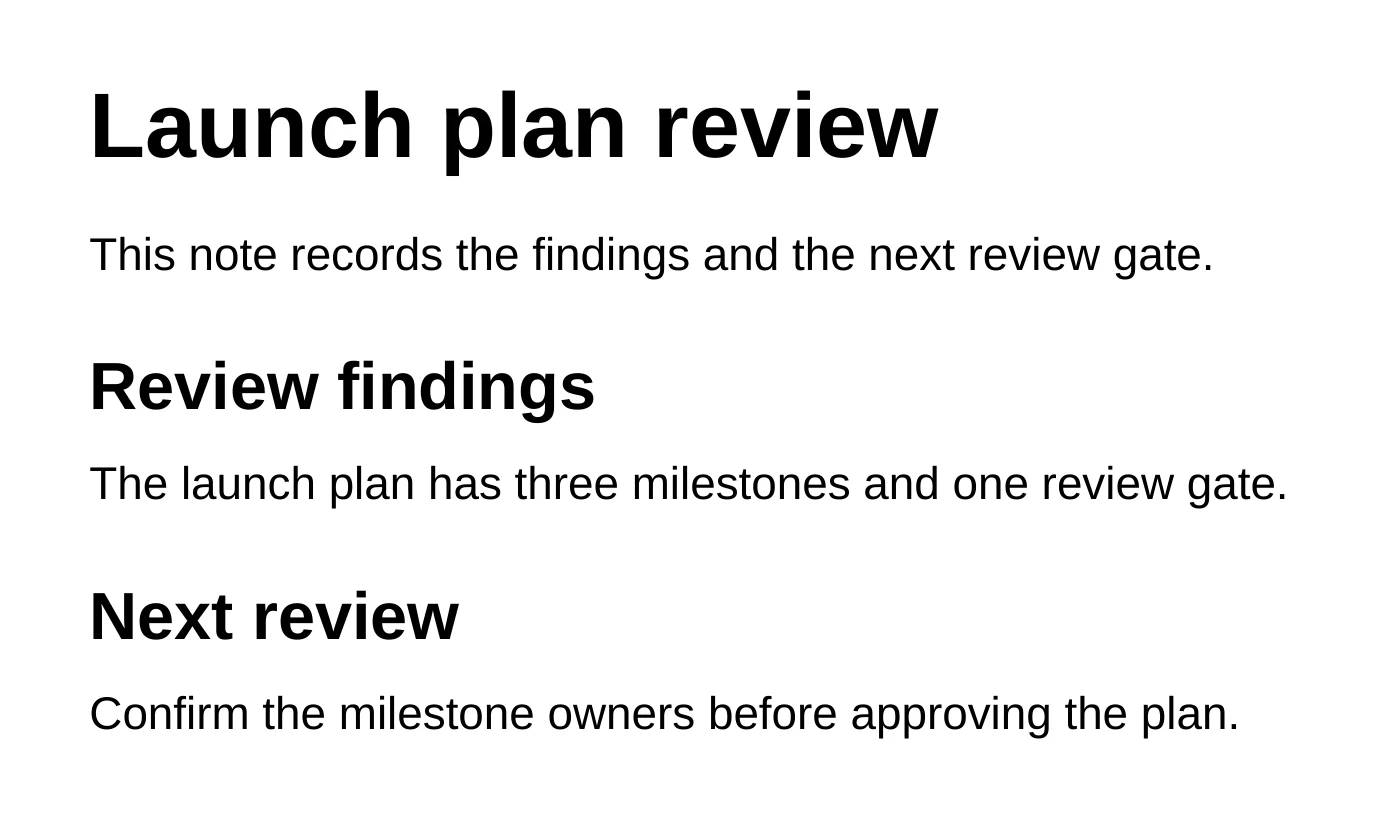After: "Review findings" has the same space around it as "Next review"