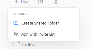 Project sidebar sharing control for collaboration
